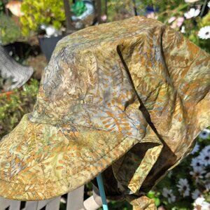 GOTTA HAVA HAT 100% Cotton Batik Sun/Garden Hat with Bill and Scarf NWOT